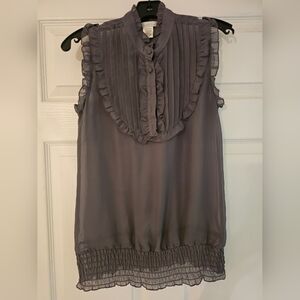 Charlotte Russe Ruffled Gray Blouse